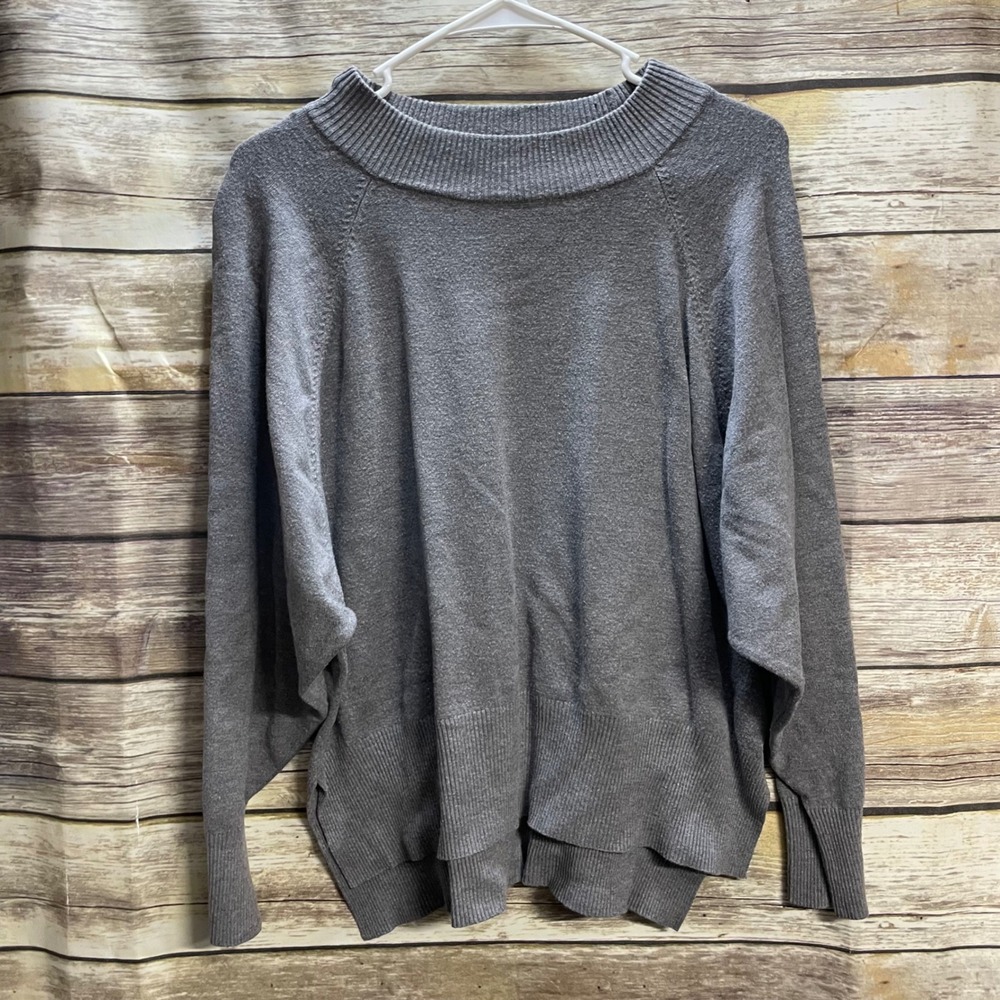 Vila Milano Gray Wool Blend Mock Neck High Low Knit Sweater Mens Large